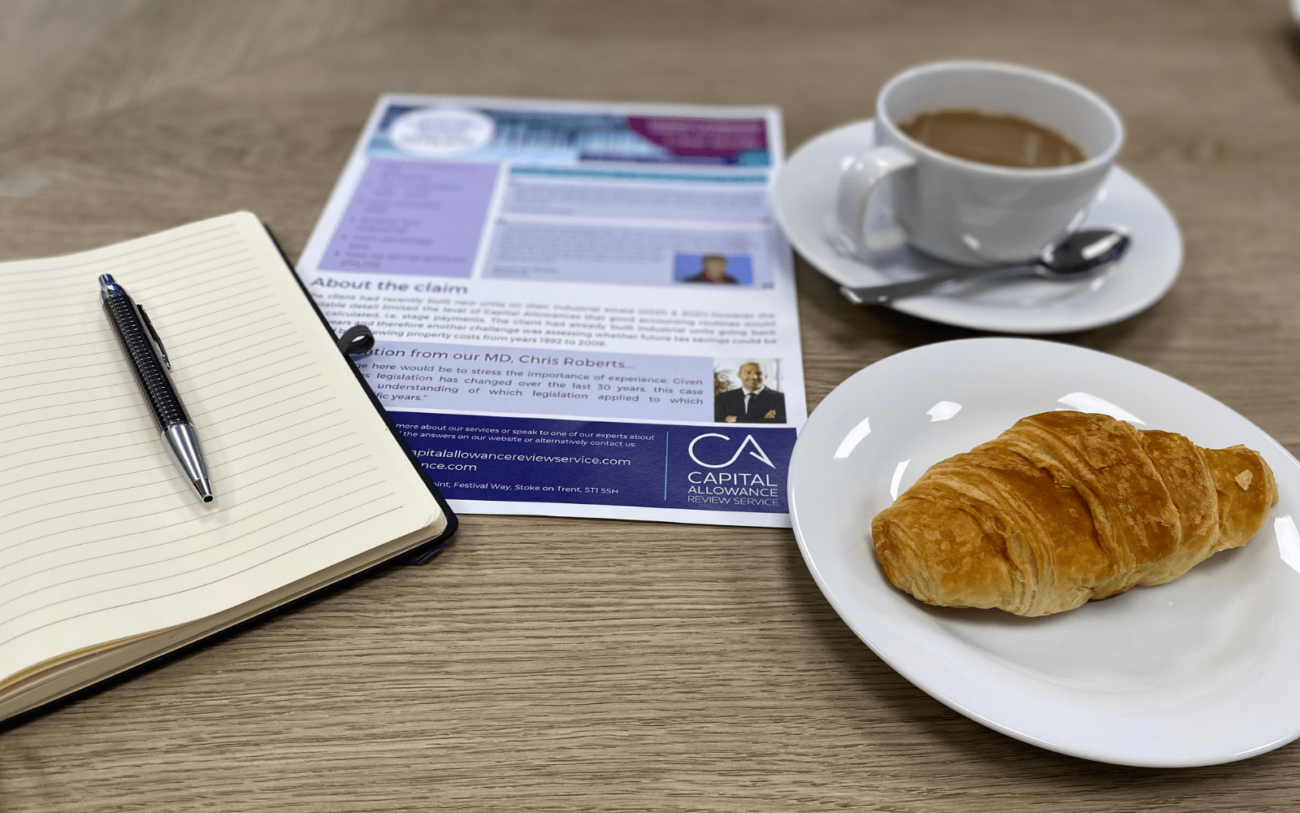 notebook, coffee, pastry