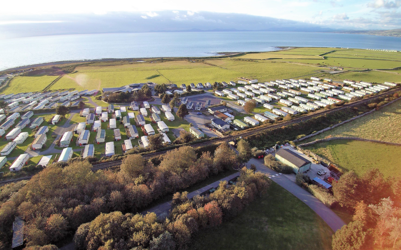 Aerial view of a caravan park