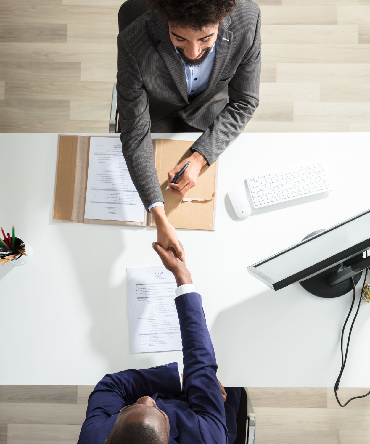 Client and accountant shaking hands